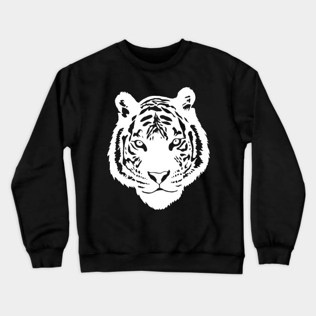 White Tiger White Print Crewneck Sweatshirt by Caloy